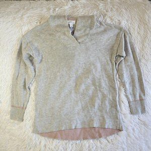 Market & Spruce Womens Top Size M Light Grey Sweater Hooded Super Soft NWT